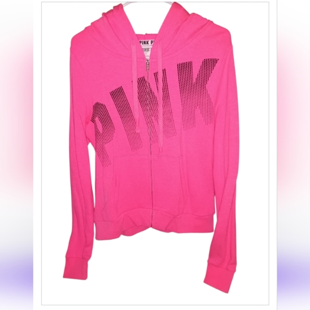PINK VS Full Zip-Up Hoodie Neon Pink & Blk 😍